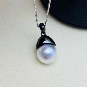 Colgante de Plata S925 con Cuentas Redondas de 11-14 mm, 31097, Accesorios de Perlas para Hacer Joyas, Base Vacía para Colgante de Collar Negro - Product Image 2