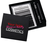 Kit de Cils Faux en Gros, Sans Cruauté Animale, pour DIY, Extensions de Cils en Grappes à Base Pointue, Courbure D, Naturelles