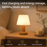 Lampe de table champignon minimaliste nordique, base en bois, commande tactile, rechargeable par USB, luminosité réglable, lampe de bureau d'ambiance