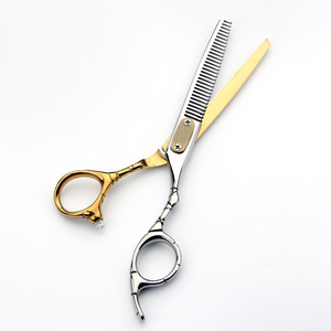 Ciseaux de coiffure en acier inoxydable, combinaison or et argent, coupe professionnelle avec motif élégant, ciseaux à cheveux - Product Image 2
