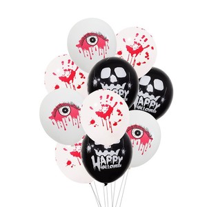 50 ballons d'Halloween, motifs multiples, 12 pouces, noir, orange, blanc, ballons en latex avec visage de fantôme, décorations pour fête d'Halloween - Product Image 6