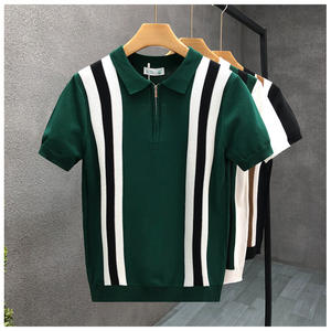 Camisas Polo Casuales de Negocios para <span class=keywords><strong>Hombre</strong></span>, Nuevas de Verano, Camisetas Polo de Punto con Mangas Cortas y Rayas de Colores Combinados - Product Image 1