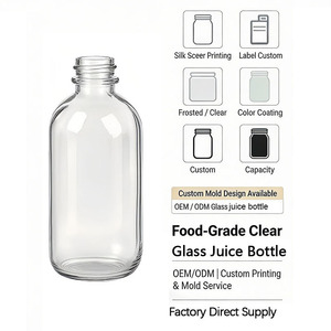 OEM ODM Bouteille en verre transparente de 2 oz pour eau, soda, lait, jus avec bouchon <span class=keywords><strong>à</strong></span> vis en plastique, bouteilles rondes de <span class=keywords><strong>Boston</strong></span> de 60 ml pour boissons, kombucha - Product Image 4