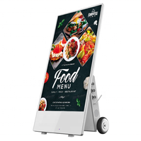 Hobovar tótem LCD móvil para exteriores de 65 pulgadas con ruedas rodantes y pantalla de información de batería para animación de tiendas minoristas
