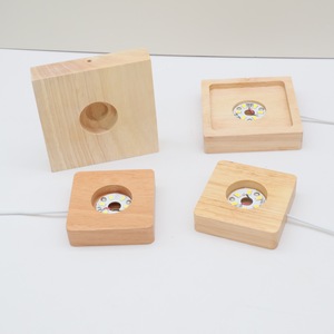 Wooden LED Light Base 25mm Aperture Warm White Light Home Decor <b>Night</b> Light <b>Stand</b> Crystal Holder - Product Image 4