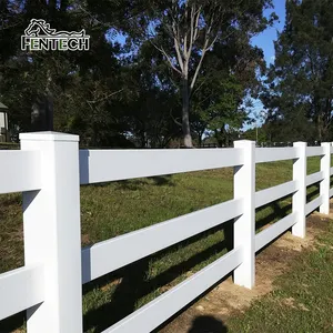 FENTECH Plastic UV Resistant 3 Rails White cheap horse fence panels,farm fence roll gate
