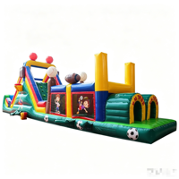 Parcours d'obstacles gonflable sportif avec toboggan, jeux d'escalade, aire de jeux combinée, piste de jeu, château gonflable extérieur décoratif
