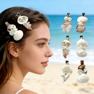 Pinza de Pelo con Concha Marina Natural, Estrella de Mar, Estilo Oceánico para Niñas, Accesorio para el Cabello con Diseño de Concha para Fiestas - Product Image 1