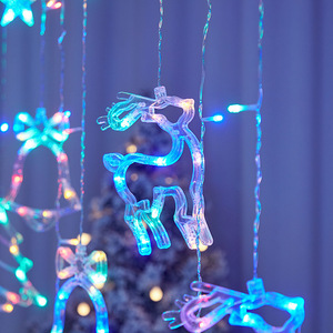 Luces LED de Navidad para Cortina, con Forma de Estrella, Campana, Árbol y Reno, Guirnalda Colgante, Control Remoto, USB, Decoración con Batería - Product Image 3