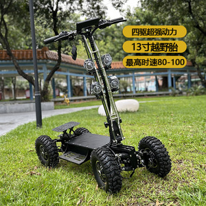 ZEBRAMIA Scooter Eléctrico de Cuatro Ruedas de 13 Pulgadas, Motor sin Escobillas de 2000W, Todoterreno, Plegable, con Iluminación LED - Product Image 1