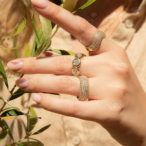 Ensemble de bijoux Gemnel Mini en argent 925, alliance éternelle avec serti de diamants CZ ronds et bombés - Product Image 6