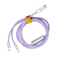Câble de charge rapide 2-en-1 tressé USB vers Type C + 8 broches pour iPhone 16 15 14 13, câble de charge rapide PD 2-en-1 100W 27W, câble de données
