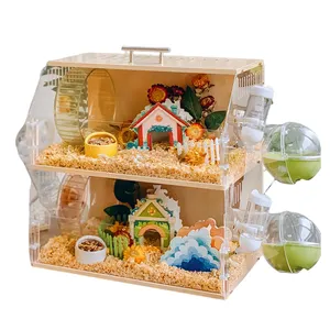 Cage acrylique transparente pour rongeur gerbille souris Hamster cobaye luxe grande Cage pour petits animaux Hamster Cage