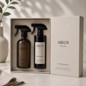 Aikun - Juego de 2 Botellas de 500 ml de Aromatizante para Habitaciones con Tinte Ámbar, Fragancia para Interiores, Caja de Regalo para el Hogar, Hotel, Spa, Baño - Product Image 1
