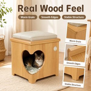Taburete para Gatos de Madera Maciza 2 en 1, Asiento para Personas con Casa Oculta para Gatos - Product Image 6