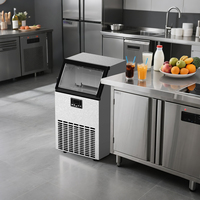 Máquina de Hielo en Cubos de Acero Inoxidable Portátil de Sobremesa Ningbo, Capacidad de 50 kg, Máquina Comercial con Compresores Emerson y Bristol HZB-50M