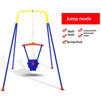 Balançoire-sauteuse pour bébé avec support en bois massif, chaîne réglable, utilisation manuelle en intérieur, 2-3 ans, unisexe, capacité de charge de 12 kg, multifonction