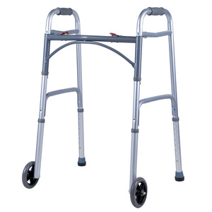 Marcheur pliant bariatrique à deux boutons standard adulte Rollator réglable facile en aluminium léger - Product Image 4