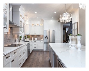 Shaker Style White Oak Conjunto De Armário De Cozinha Completa Ilha De Cozinha De Grão De Madeira Puxe Gavetas Móveis De Armazenamento - Product Image 1