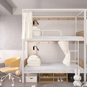 Modern Capsule Bed Adult Enclosed Iron Metal Frame Dormitory Double Bunk Beds For Hostel Space Saving Bedroom Furniture Wooden