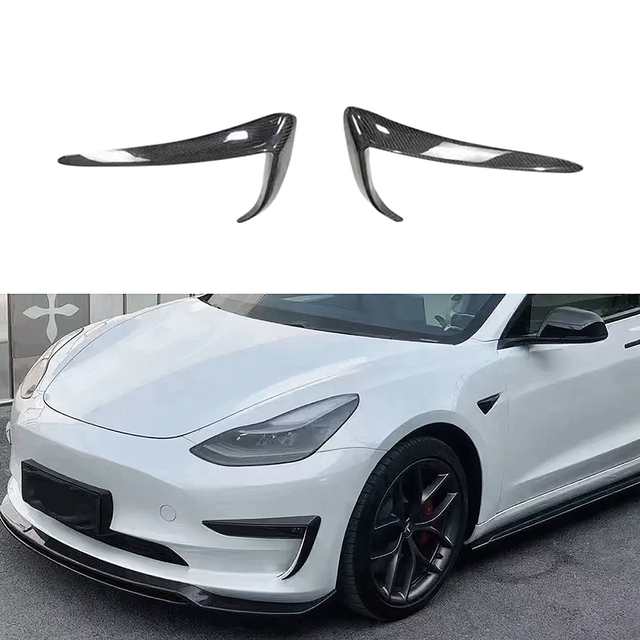 ART Style Carbon Fiber Front Bumper Canards Car Body Kit Accessories for Tesla Model 3