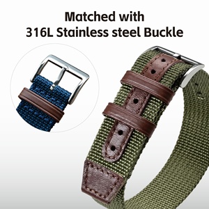 Bracelet de montre Jettda Premium en nylon rayé avec breloques, en tissu Natos, une seule pièce, côtelé, avec boucle déployante, logo personnalisé, compatible avec Hamilton - Product Image 2