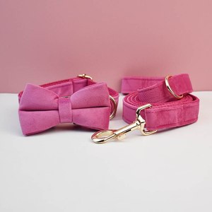 Conjunto de <span class=keywords><strong>collar</strong></span> y correa de perro de terciopelo rojo rosa personalizado, arnés de mascota personalizado con bolsas Pop, accesorio de correa para cachorro - Product Image 5