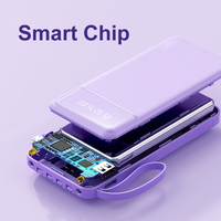 Batterie Li-Polymère TKT 10000mAh Chargeur portable ultra mince avec affichage LED Chargement sans fil multi-câble et charge rapide