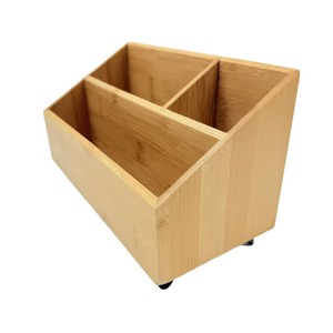 Caja de almacenamiento de bambú para escritorio con compartimentos organizadores para pañuelos y suministros de oficina - Product Image 2