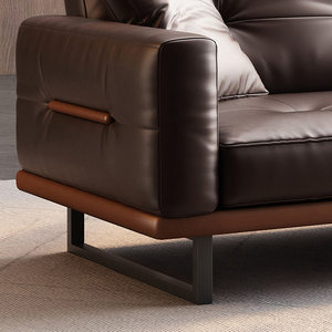 Conjunto de Sofá de Oficina de Tres Plazas de Cuero Estilo Italiano con Mesa de Centro para Áreas de Recepción, Reuniones, Conferencias para Propietarios de Negocios - Product Image 6