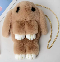 Sac à dos en peluche lapin de dessin animé avec pompons en fourrure moelleuse, promotionnel pour femmes, Noël
