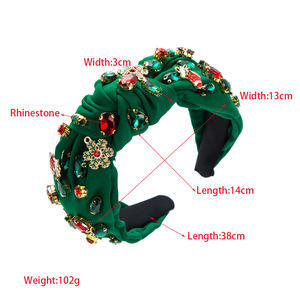 Diademas Hechas a Mano con Pedrería de Árbol de Navidad y Copos de Nieve para Mujer, Accesorios Festivos para el Cabello con Nudos para Fiestas - Product Image 2