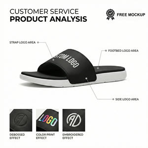 Custom Logo Adjustable Velcro <b>Slides</b> Mens PU Leather Slippers <b>Outdoor</b> Street Beach Sandals Factory Wholesale OEM ODM - Product Image 3