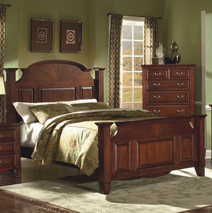 Commode de chambre à panneaux, meuble de rangement classique et traditionnel en bois foncé avec miroir - Product Image 1