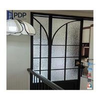 Parrilla de vidrio de cobre moderna PDP, puerta principal, Marco Delgado, puerta francesa abatible de acero para Patio para Interior/Exterior/entrada/baño