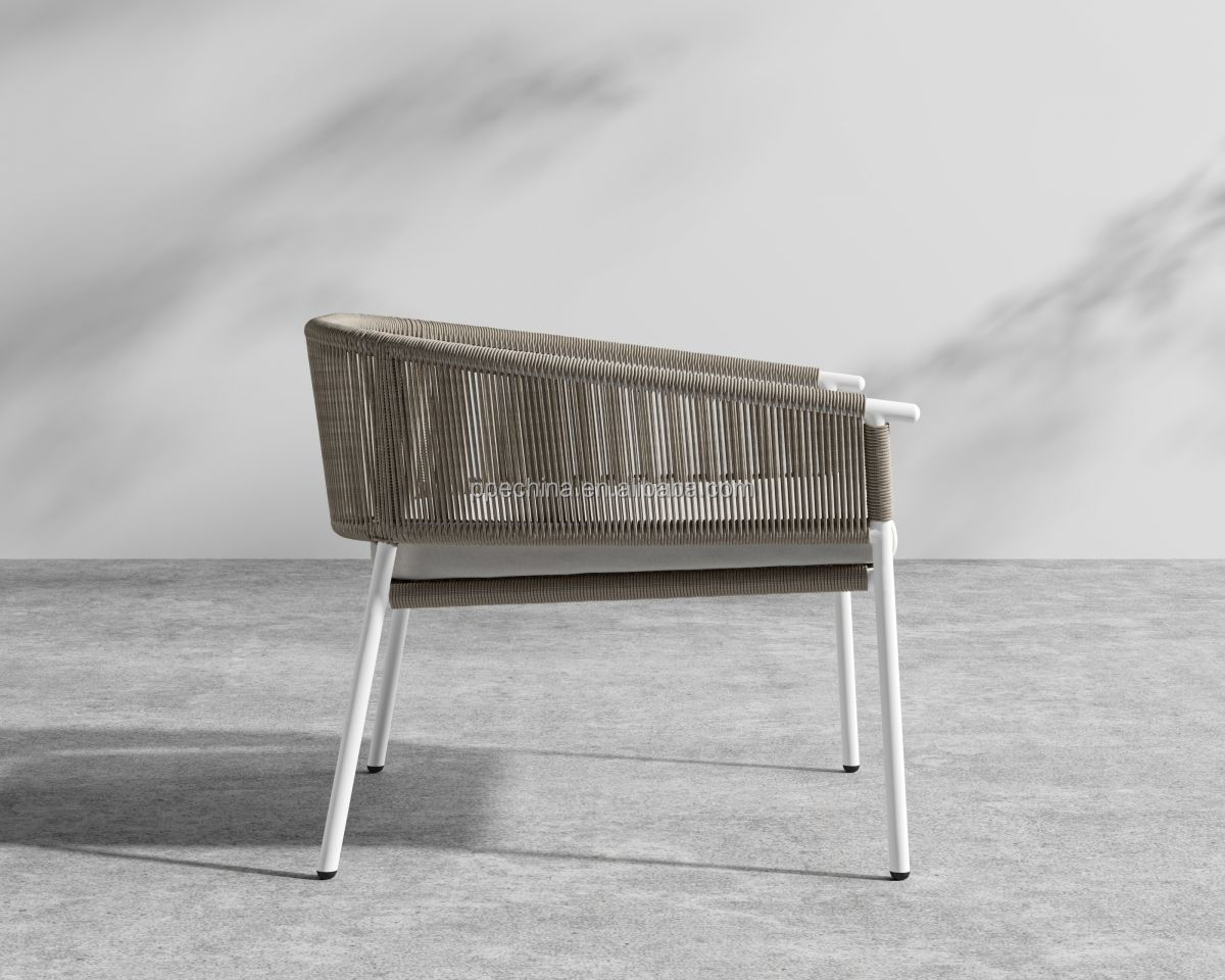 Wholesale Nordic Style Outdoor Leisure Patio Waterproof Garden Dining Room Aluminum Woven Rope Chair