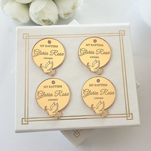 Pendentif de baptême personnalisé, nom et date gravés, charme en acrylique en forme de <span class=keywords><strong>colombe</strong></span>, fait main, idée cadeau souvenir, baptême, Noël - Product Image 4