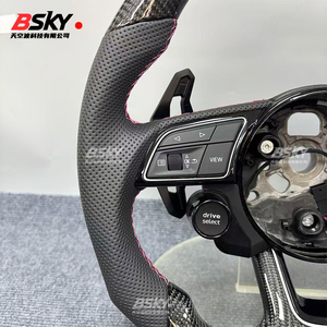 Volante de Cuero Perforado de Fibra de Carbono Personalizado, Compatible con <span class=keywords><strong>Audi</strong></span> <span class=keywords><strong>A1</strong></span> A3 A4 A5 A6 A7 RS R8 RS3 C7 Q5 Q7 S3B8 B9Q3 Q8 TT - Product Image 4