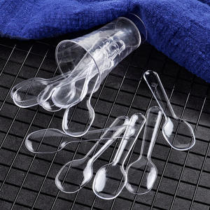 PS Transparente Ice Cream Scoop Descartável Pequeno <span class=keywords><strong>Mini</strong></span> Colher De Plástico para Sobremesa - Product Image 3