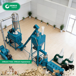 Ligne de production complète d'aliments pour volailles, durable, multifonctionnelle, avec unité de broyage, de mélange, de granulation, de refroidissement et d'emballage automatiques - Product Image 1