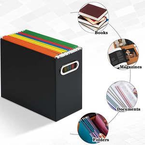 DuoYou-organizador de archivos para escritorio, cajas de almacenamiento de documentos plegables con Handel de <span class=keywords><strong>Metal</strong></span>, 2 paquetes - Product Image 2
