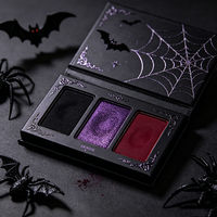 Paleta de Sombras de Ojos de 3 Colores con Diseño de Telaraña de Murciélago Espeluznante, Alta Pigmentación, Larga Duración, Maquillaje de Halloween, Venta al Por Mayor