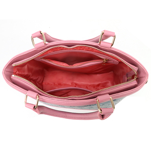 Bolso Tote de Moda para Mujer, de Cuero PU con Bloques de Color, Asa Superior Repujada, Bolso de Mano de Gran Capacidad, Bolso de Hombro para Uso Diario - Product Image 6