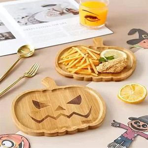 Bandeja de madera con forma de calabaza, decoración de Halloween, plato para servir comida, café, té, vajilla para fiestas - Product Image 2