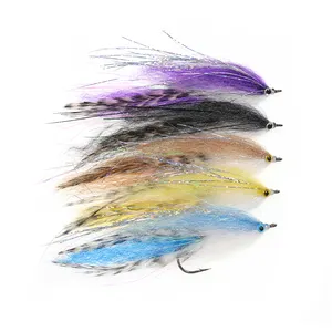 Wholesale 1/0 ~ 4/0 EP Silky Fiber Fish Streamer Fly Trout Salmon Steel head Salmon Saltwater Fly Fishing Flies Lure Baits