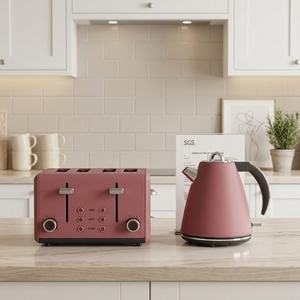 Ousheng Retro Design <strong>4</strong>-Slice Stainless Steel <strong>Toaster</strong> <strong>and</strong> Electric <strong>Kettle</strong> <strong>Set</strong> Breakfast <strong>Set</strong> Customized Logo Household Application - Product Image 1