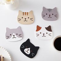 Sous-verre en silicone en forme de chat de dessin animé, accessoires de cuisine, tapis, tasse, mug, résistant à la chaleur, animal, café, boisson