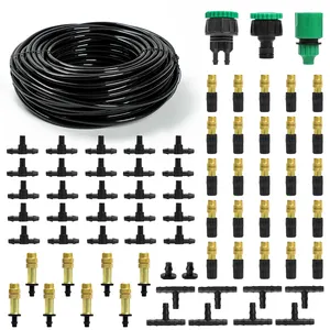 Kit de mangueira de irrigação para jardim, sistema de irrigação com bico de cobre, kit de gotejador automático com 25m e 1/4"