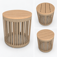 Table basse d'extérieur moderne et organique, style bois naturel, table ronde pour patio, meubles pour villa de luxe, jardin, bord de piscine