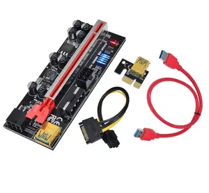 Neuestes VER009S PCIE Riser Express Kabel 1X bis 16X Dual-6pin mit Grafik verlängerung Power USB 3.0 Kabel